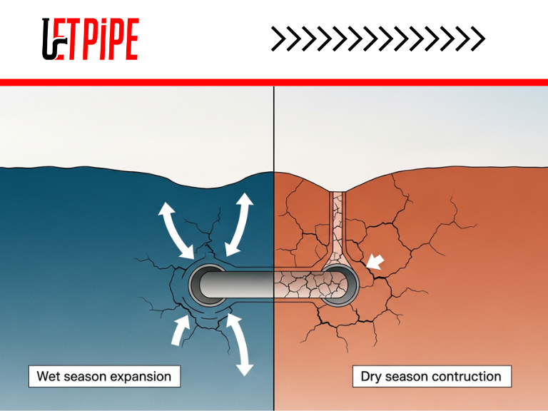 a wooden floor with a darkened heel from water at the base of the wall, an open door under a cabinet is visible nearby.