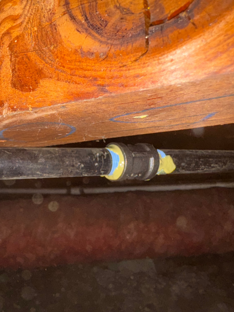 connecting two sections of the gas pipe under the floor