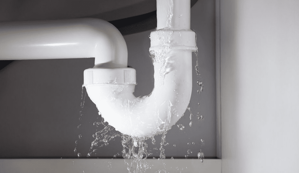 leaky white plumbing elbow