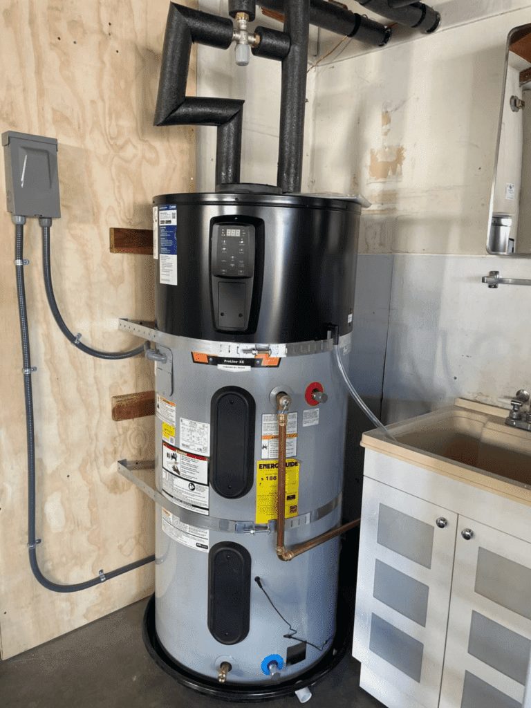 water heater next to the sink