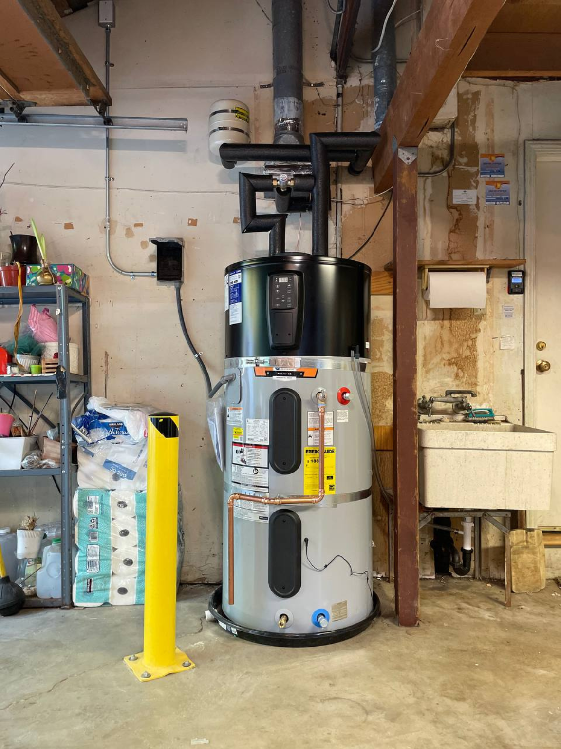 a new water heater in the garage