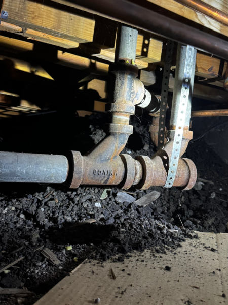 old gas pipes under the floor