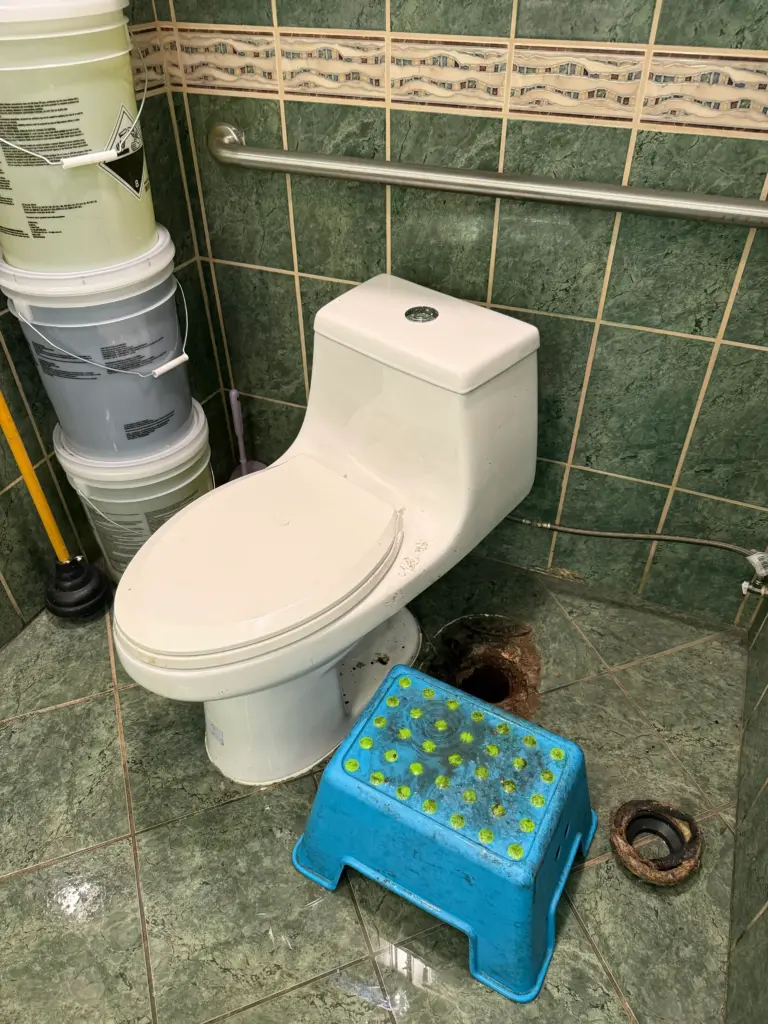 Sewer camera inspection equipment at a drain access point