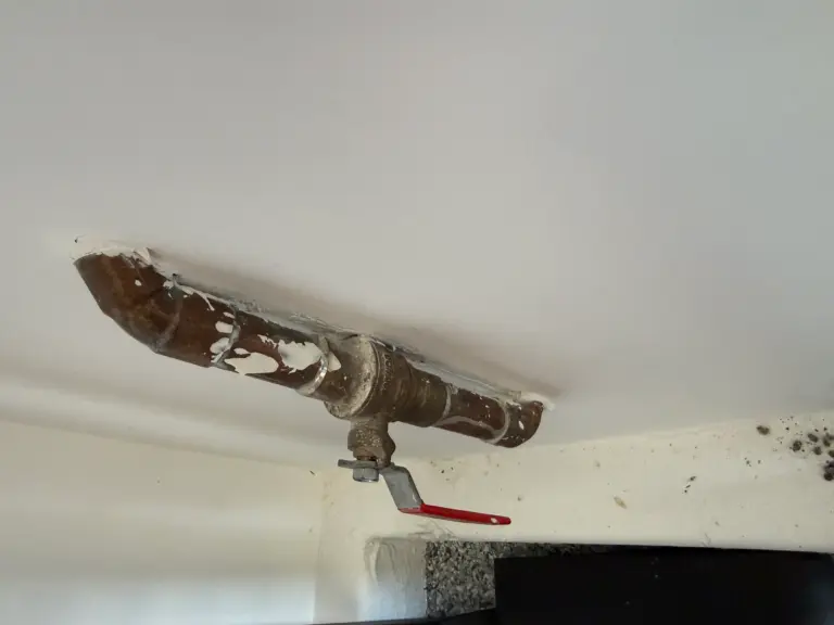 Plumber locating a water leak in a residential plumbing line