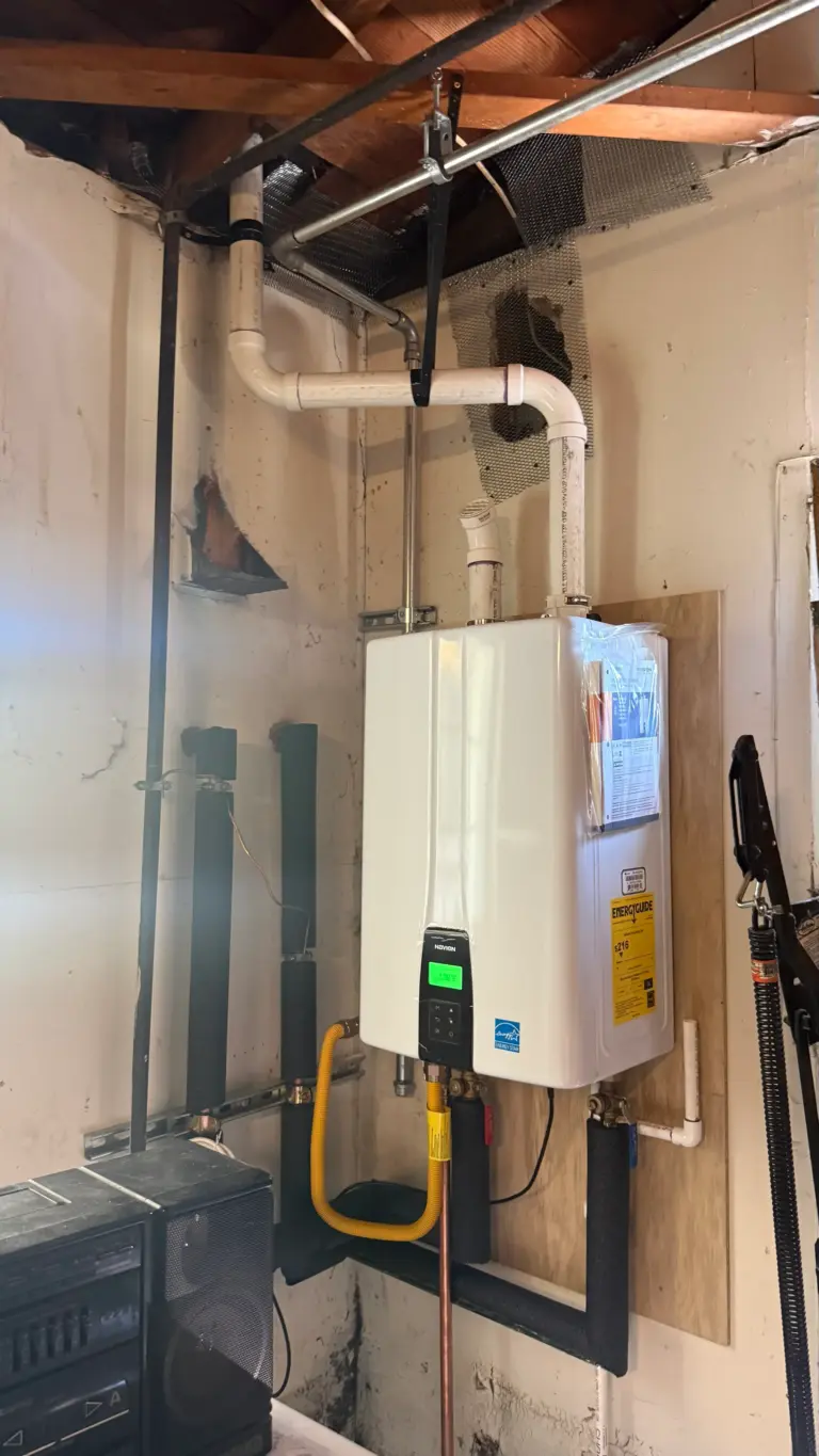 Water heater installed in a residential utility space
